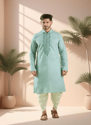 Sky blue kurta churidar for men's 1