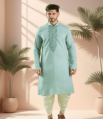 Sky blue kurta churidar for men's