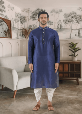 Blue kurta patiyala indian ethnic wear for men's 1