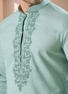 Sky blue kurta churidar for men's 3