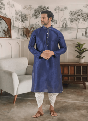 Blue kurta patiyala indian ethnic wear for men's 2