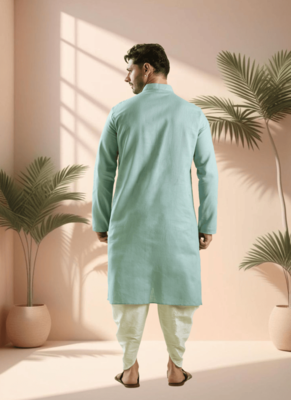 Sky blue kurta churidar for men's 4