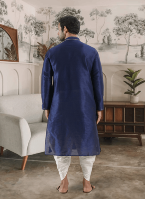 Blue kurta patiyala indian ethnic wear for men's 3