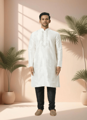 Off white kurta churidar for men's 1