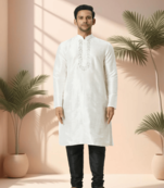 Off white kurta churidar for men's