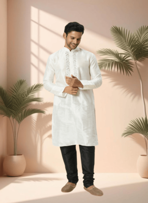 Off white kurta churidar for men's 2