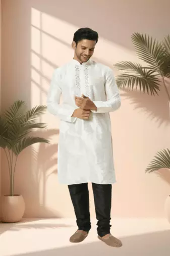Off white kurta churidar for men's