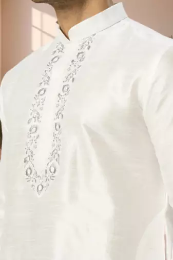 Off white kurta churidar for men's