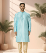 Sky blue kurta churidar for men's