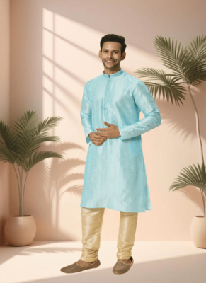 Sky blue kurta churidar for men's 2