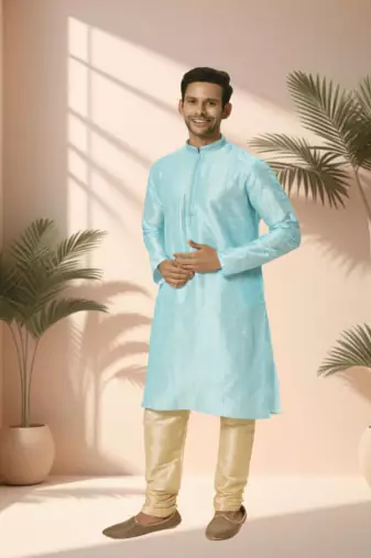 Sky blue kurta churidar for men's