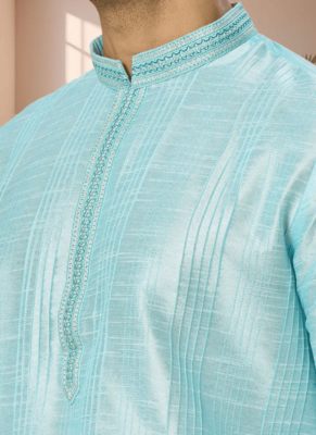 Sky blue kurta churidar for men's 3