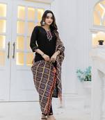 Women Viscos Weaving Straight Kurta With Pant And Dupatta Suit Set 