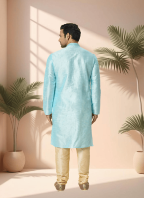 Sky blue kurta churidar for men's 4