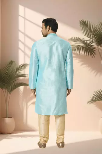 Sky blue kurta churidar for men's