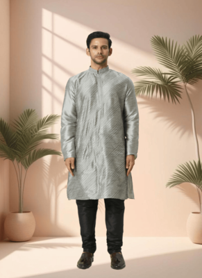 Grey kurta churidar for men's 1