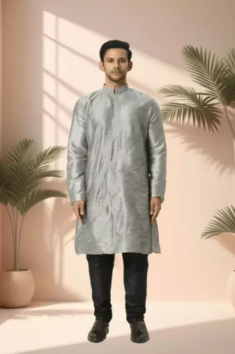 Grey kurta churidar for men's