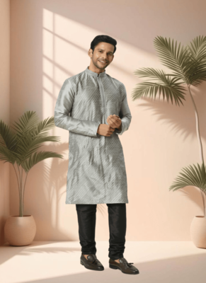 Grey kurta churidar for men's 2