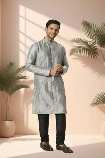 Grey kurta churidar for men's