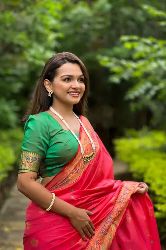 Rani Pink Color Pethani Art Silk Saree With Meenakari Motifs Design