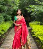 Rani Pink Color Pethani Art Silk Saree With Meenakari Motifs Design