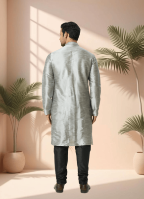 Grey kurta churidar for men's 4