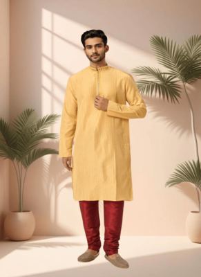 Mustard kurta churidar for men's 1