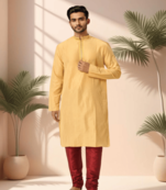 Mustard kurta churidar for men's