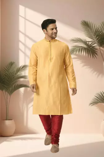 Mustard kurta churidar for men's