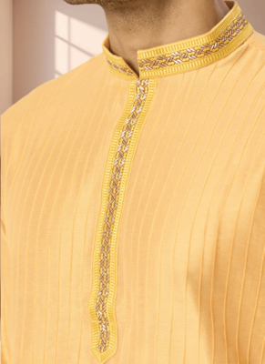 Mustard kurta churidar for men's 3
