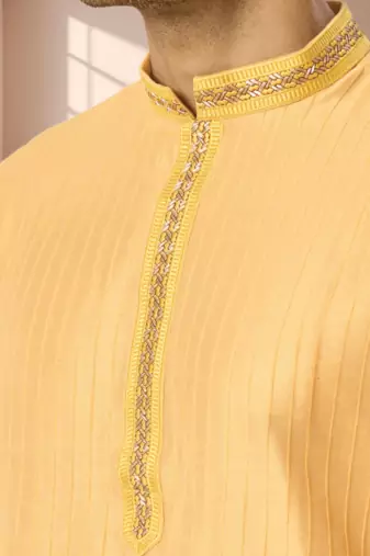 Mustard kurta churidar for men's