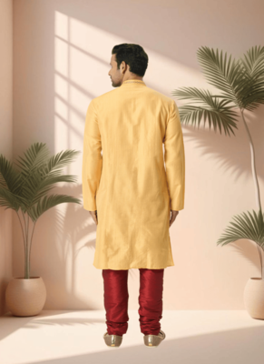 Mustard kurta churidar for men's 4
