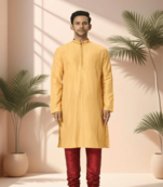 Mustard kurta churidar for men's