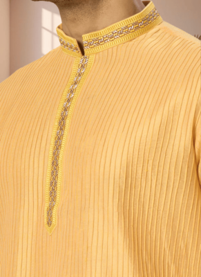 Mustard kurta churidar for men's 3