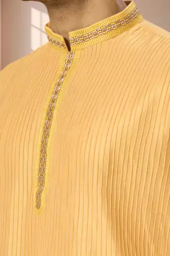 Mustard kurta churidar for men's