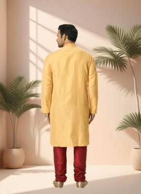 Mustard kurta churidar for men's 4