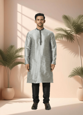 Grey kurta churidar for men's 1
