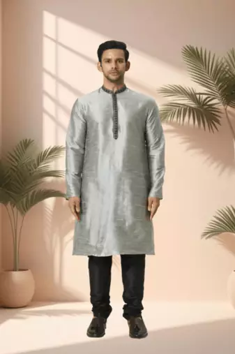Grey kurta churidar for men's
