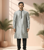 Grey kurta churidar for men's