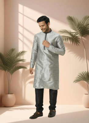 Grey kurta churidar for men's 2