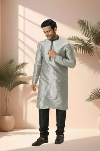 Grey kurta churidar for men's