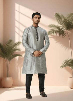 Grey kurta churidar for men's 3