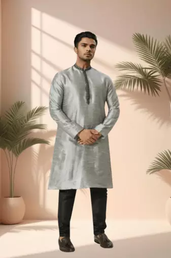 Grey kurta churidar for men's