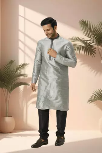 Grey kurta churidar for men's