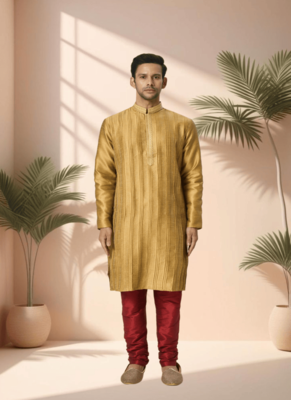 Gold kurta churidar for men's 1