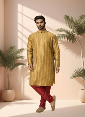 Gold kurta churidar for men's 2