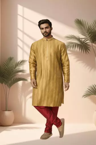 Gold kurta churidar for men's