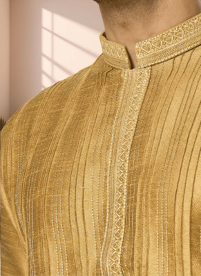 Gold kurta churidar for men's 3