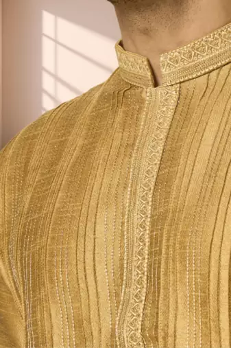 Gold kurta churidar for men's