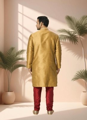Gold kurta churidar for men's 4